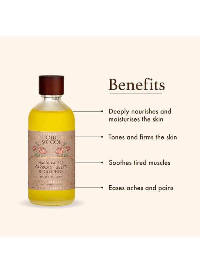 Old School Rituals Carrots, Beets & Camphor Body Elixir | Nourishing & Toning Body Oil for Winter | Quick-Absorb Massage Oil for Glowing Skin | Body Oil for Full Body Relaxation | 100ml - Image 3